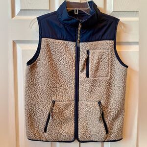 Prince & Fox Kids Fleece Vest - Navy and Tan
